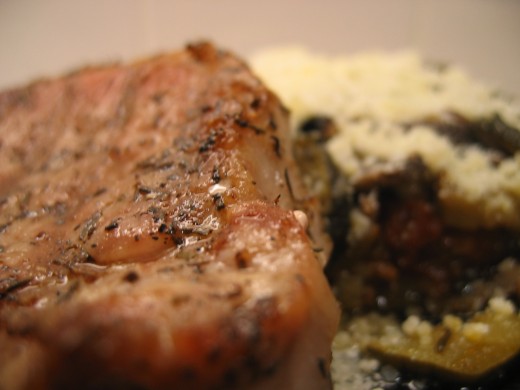 Pork chop with moussaka