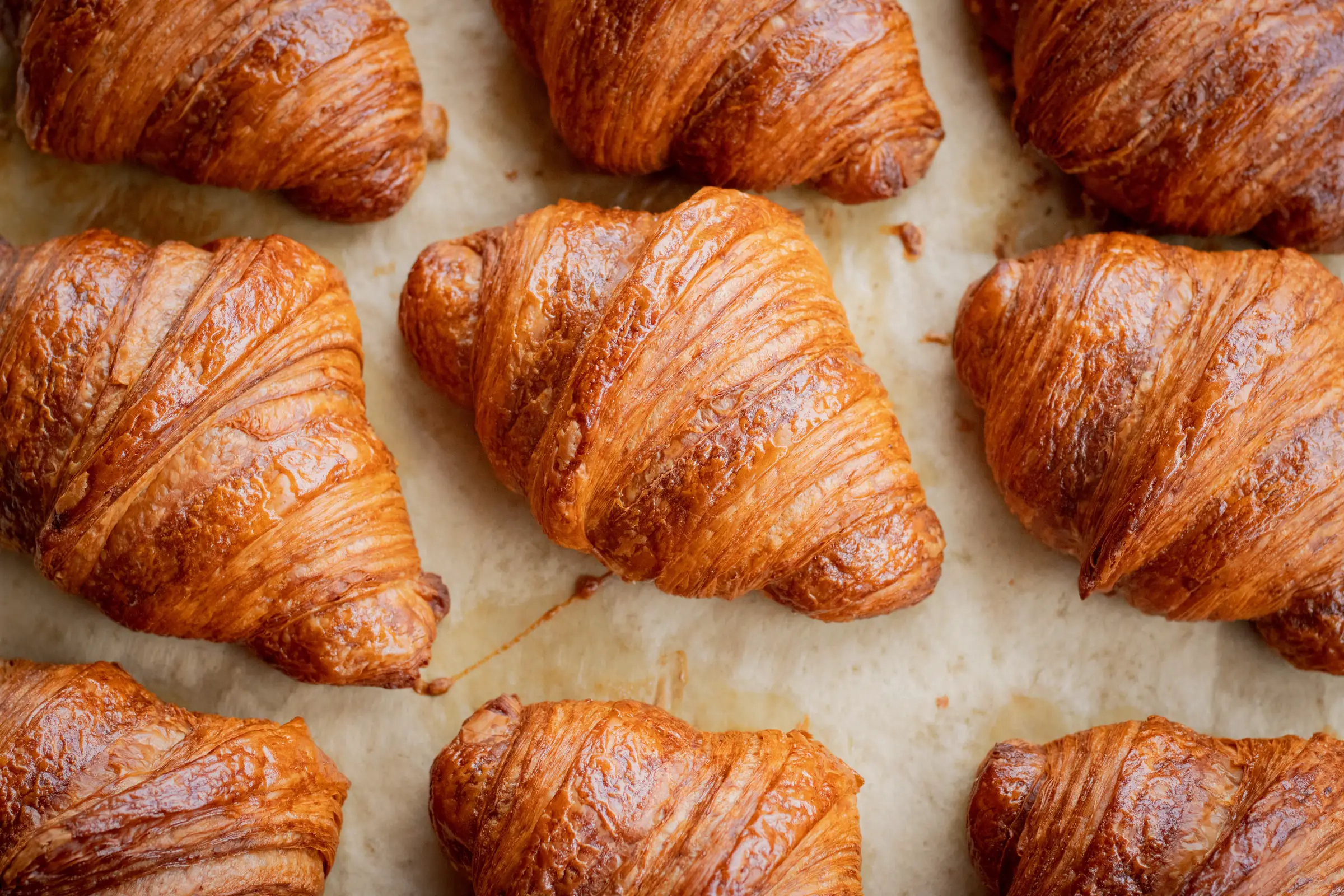 Croissants cooling on a table